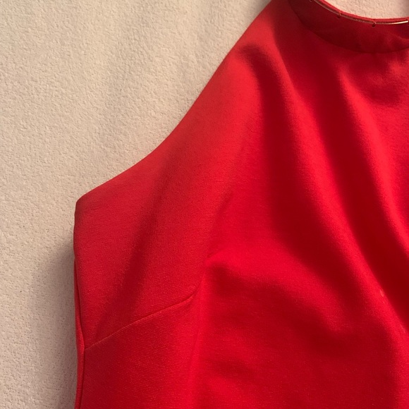 BEBE Red Halter Dress XS with Gold choker finish - Picture 3 of 7